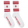 Alexander Mcqueen White & Red Stripe Skull Sport Socks