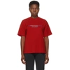 OPENING CEREMONY RED EMBROIDERED TEXT LOGO T-SHIRT