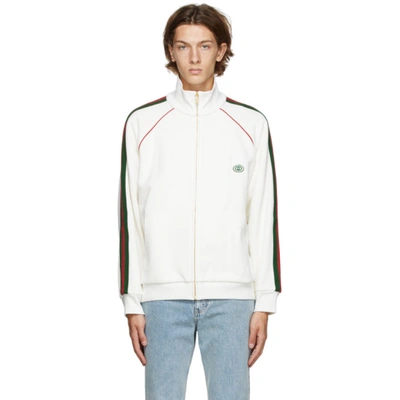 Gucci Gg Patch & Web Cotton Track Jacket In Ivory