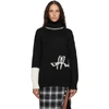 OFF-WHITE OFF-WHITE BLACK AND OFF-WHITE ALPACA INTARSIA LOGO TURTLENECK