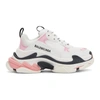Balenciaga 60mm Triple S Faux Leather Sneakers In White, Pale Pink