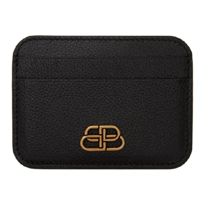 Balenciaga Bb-logo Grained-leather Cardholder In Black