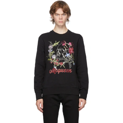 Alexander Mcqueen Embroidered Floral And Skull Sweatshirt In Multi-colour