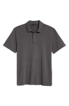 Vince Garment Dyed Cotton Polo Shirt In Washed Black