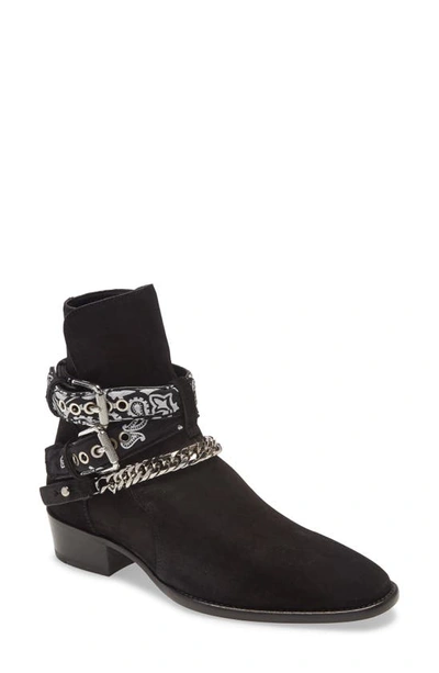 Amiri Multi-buckle Suede Ankle Boots In Black