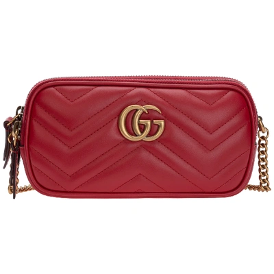 Gucci Gg Marmont Mini Zip-top Camera Case Bag In Red