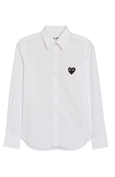 Comme Des Garçons Heart Patch Shirt In White