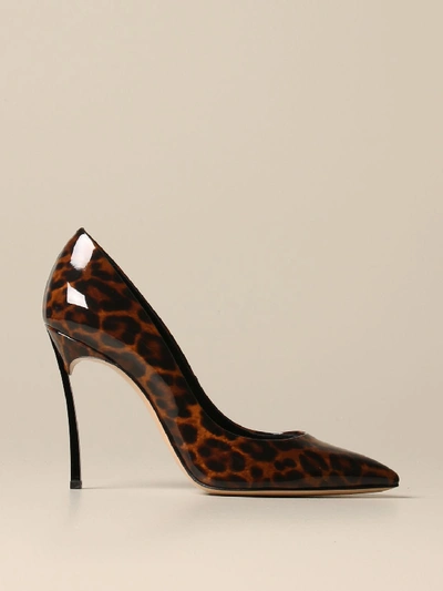 Casadei Blade Pumps In Jungle Love Patent Leather In Brown