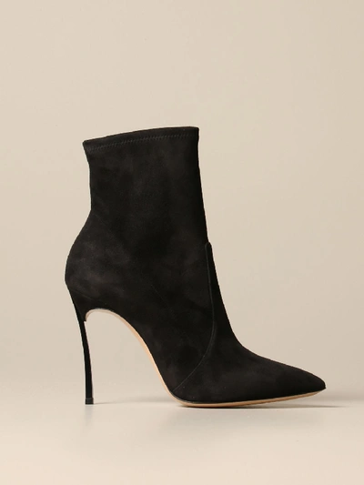 Casadei Blade Ankle Boot In Suede In Black