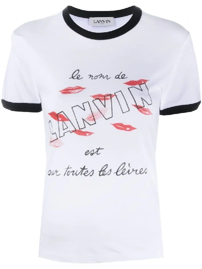 Lanvin Logo Print Cotton Jersey T-shirt In White,black