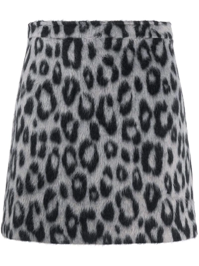 Andamane Mini Skirt With Animalier Print In Grey