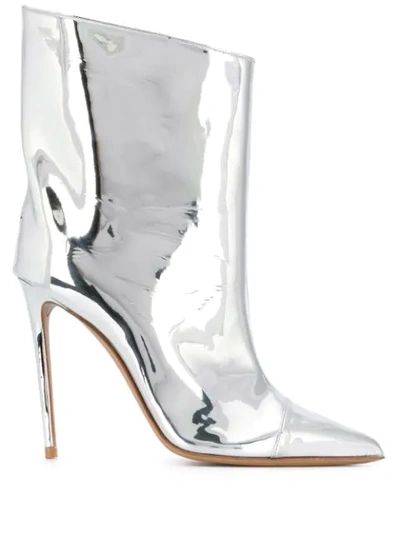 Alexandre Vauthier Mirrored Alex Ankle Boots In Metallic Colour In Silver