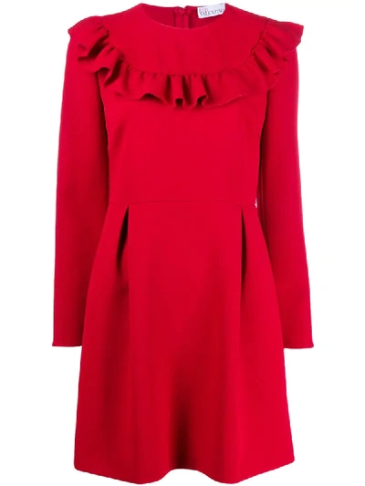 Red Valentino Ruffle Detail A-line Dress In Red
