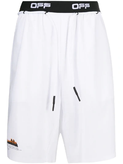 Off-white Logo-waistband Arrows Shorts In White
