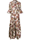 La Doublej Artemis Printed Poplin Maxi Shirtdress In Piccolo Dove