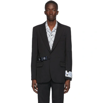 Off-white Black Virgin Wool Strap Fastening Blazer