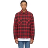 OFF-WHITE RED FLANNEL STENCIL SHIRT