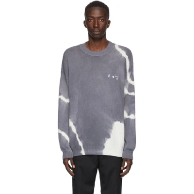 Off-white Tie Dye Logo Cotton Sweater In Dark Gey