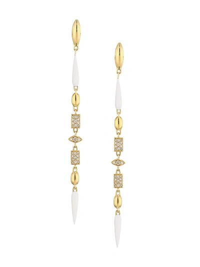 Etho Maria Women's Noble 18k Yellow Gold, Brown Diamond & Ceramic Drop Earrings
