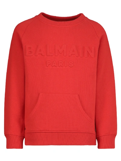 Balmain Kids Sweatshirt For Boys In Red