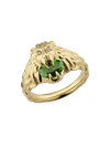 GUCCI LIONHEAD RING IN YELLOW GOLD, CHROME DIOPSIDE AND DIAMONDS,400012938832