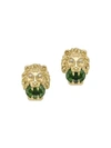 GUCCI WOMEN'S LIONHEAD EARRINGS IN YELLOW GOLD, CHROME DIOPSIDE AND DIAMONDS,400012938835