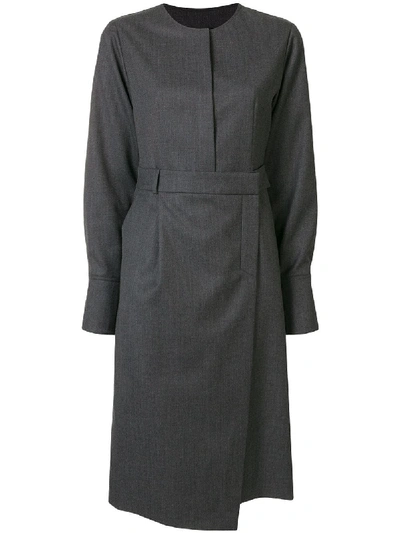 Goen J Shirt Style Wrap Dress In Grey