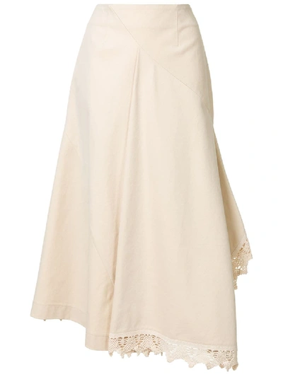 Goen J Asymmetric Midi Skirt In Neutrals