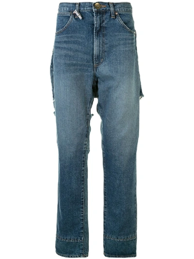 Miharayasuhiro Broken Docking Straight-leg Jeans In Blue