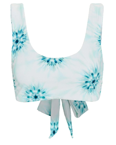 Devon Windsor Scarlett Tie-dyed Bikini Top In White/blue