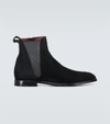 Dolce & Gabbana Black Suede Leather Mid Calf Men Boots Shoes In Black