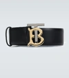 BURBERRY TB LOGO PLAQUE LEATHER BELT,P00480943