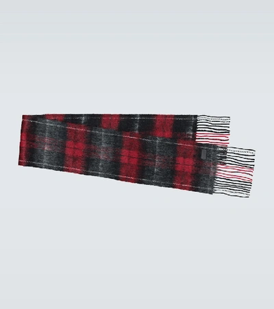 Saint Laurent Logo Check Wool & Mohair Scarf In Red,grey