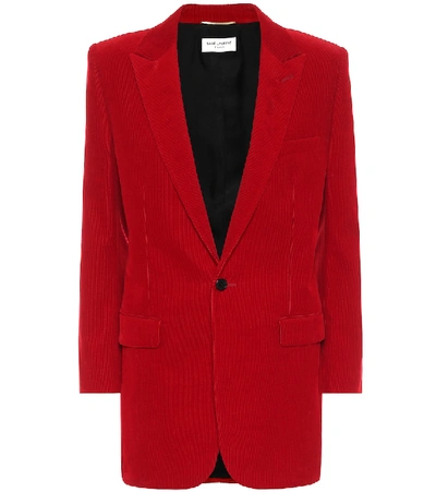 Saint Laurent Cotton-corduroy Blazer In Red
