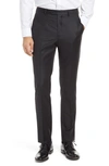 Santorelli Roma Flat Front Wool Dress Pants In Black