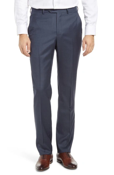 Santorelli Men's Loro Piana Wool Comfort Waistband Trousers In Blue