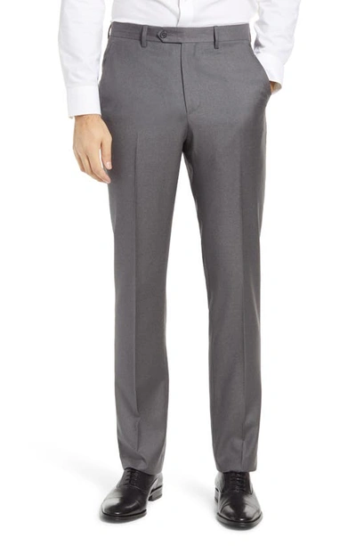 Santorelli Micro Design Stretch Wool Trousers In Grey
