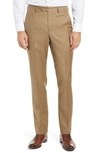 Santorelli Roma Flat Front Wool Dress Pants In Brown