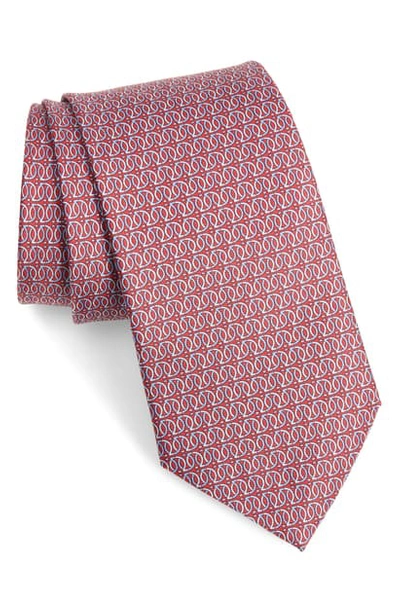 Ferragamo Vip Silk Tie In Red