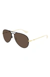 Gucci 60mm Aviator Sunglasses In Black/ Gold