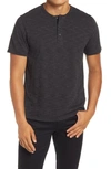Vince Slim Fit Short Sleeve Henley In Black/ Sphere