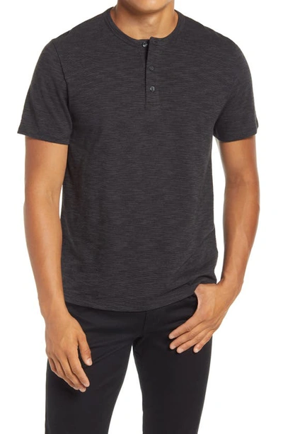 Vince Slim Fit Short Sleeve Henley In Black/ Sphere
