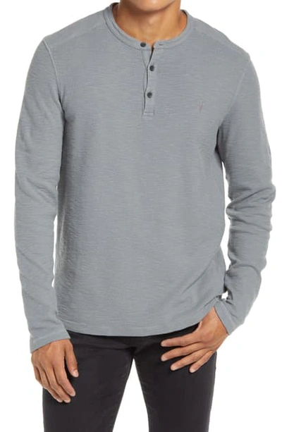 Allsaints Muse Long Sleeve Thermal Henley In Line Grey