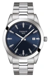 Tissot Men's Swiss T-classic Gentleman Stainless Steel Bracelet Watch 40mm In Grey/ Blue/ Silver