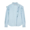 Isabel Marant Étoile Gossia Blue Ruffle-trimmed Chambray Blouse In Light Blue