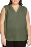 Vince Camuto V-neck Rumple Blouse In Fig Tree