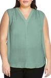 Vince Camuto V-neck Rumple Blouse In Teal Lake