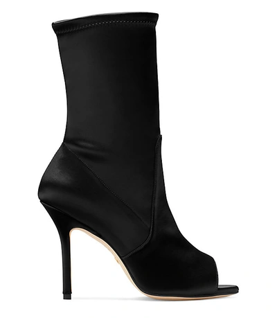 Stuart Weitzman Roselina 100 Black Stretch Satin