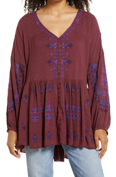 Free People Arianna Tunic In Red Burgundy