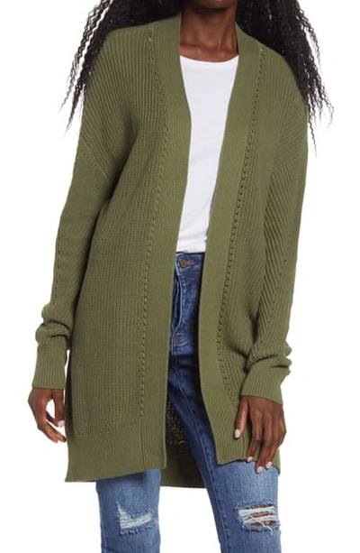 Bp. Open Stitch Cardigan In Olive Branch